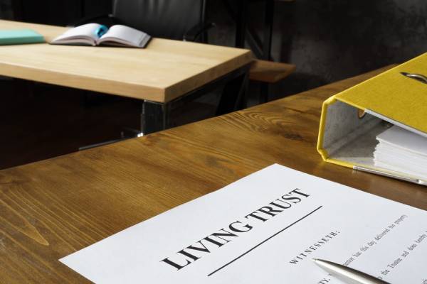 Empty Living trust application form in the office.